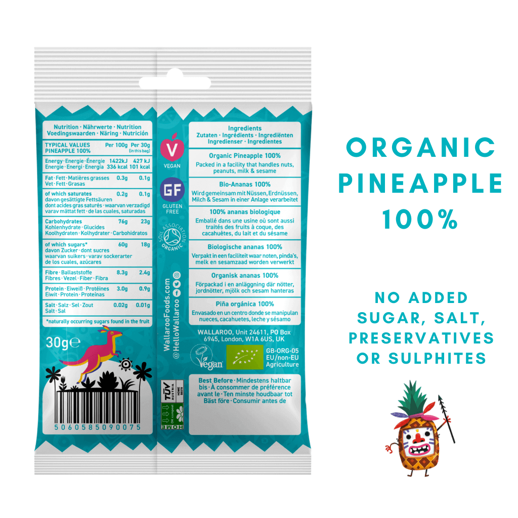 Morceaux d'ananas biologiques délicatement séchés