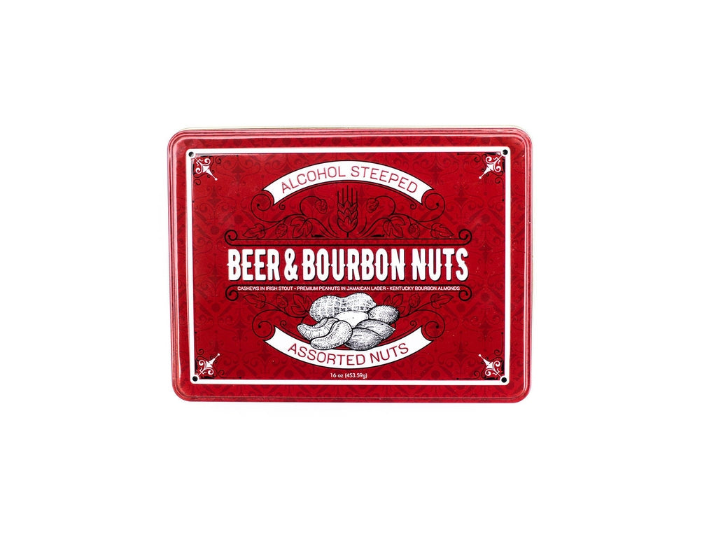 Beer & Bourbon Liquor Nuts Gift Tin - 3 Spirit-Inspired Nut Flavors