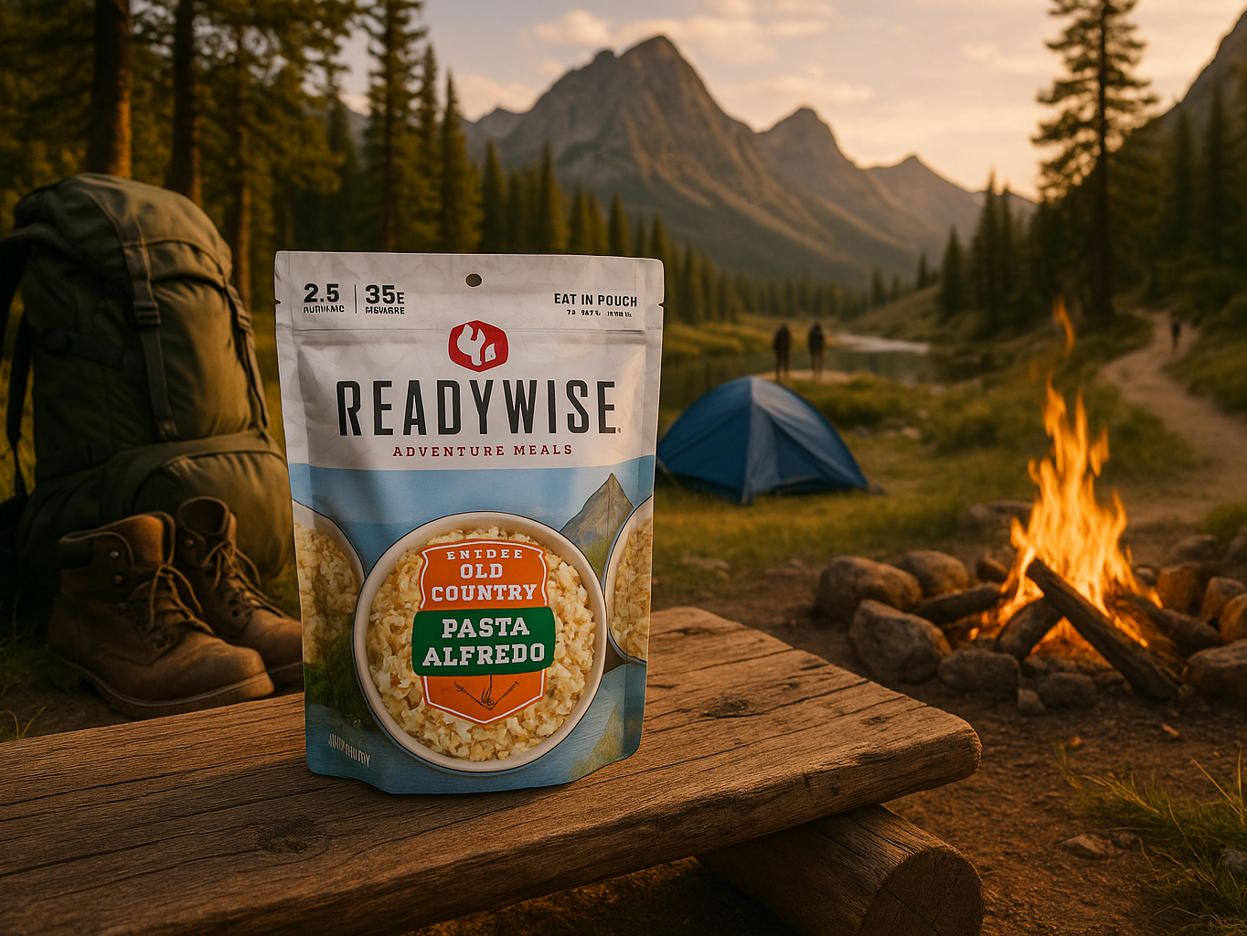 Camping and Hiking Adventure Scene