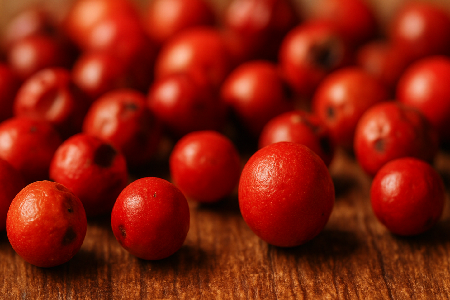 Close-up macro of red peppercorns