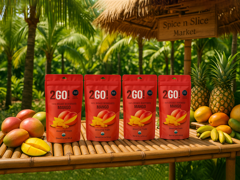 2GO! Organic Dried Mango 4-Pack - No Sugar Added Tropical Snacks