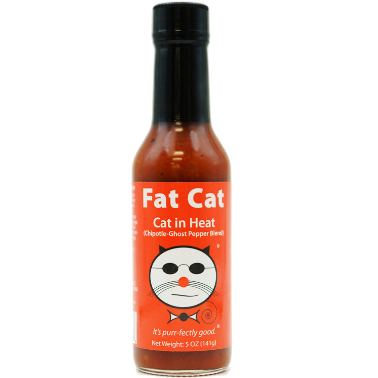 Fat Cat "Cat in Heat" Chipotle-Ghost Pepper Hot Sauce 3 Pack Bundle.