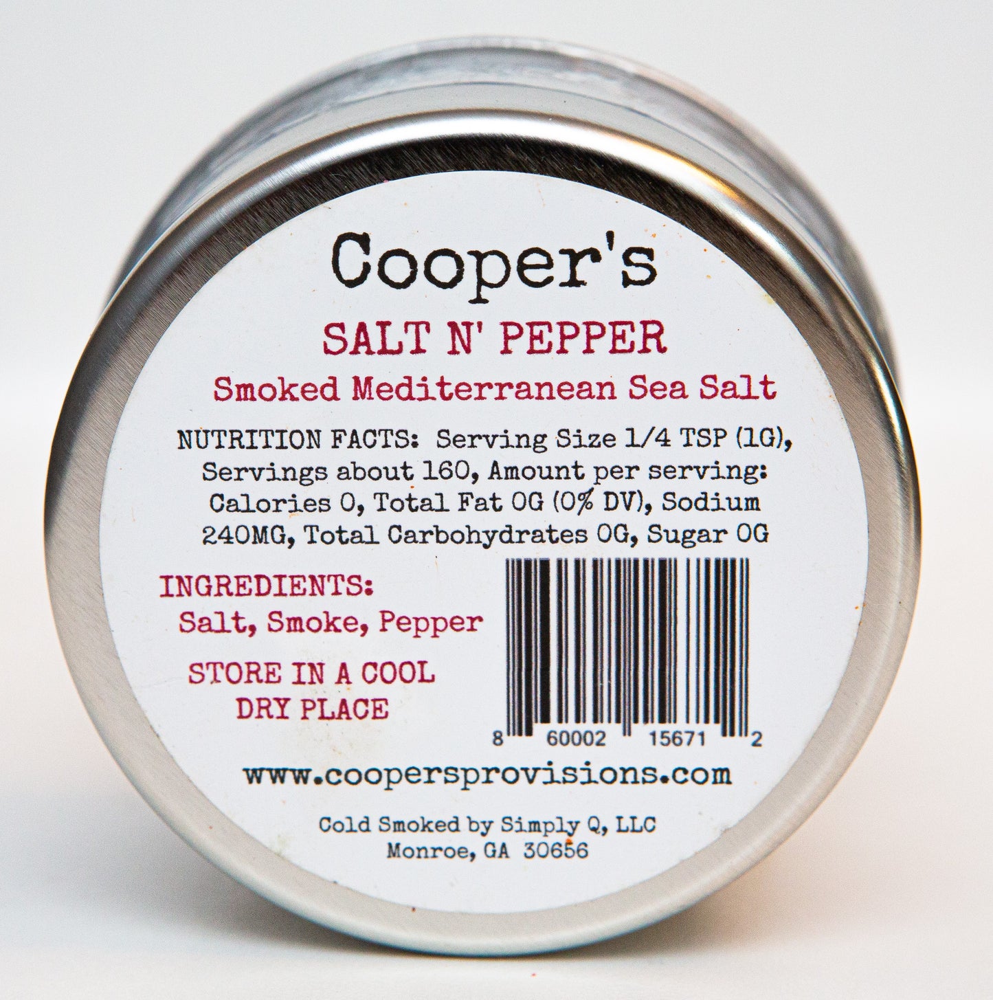 "Salt N' Pepper" Smoked Mediterranean Sea Salt