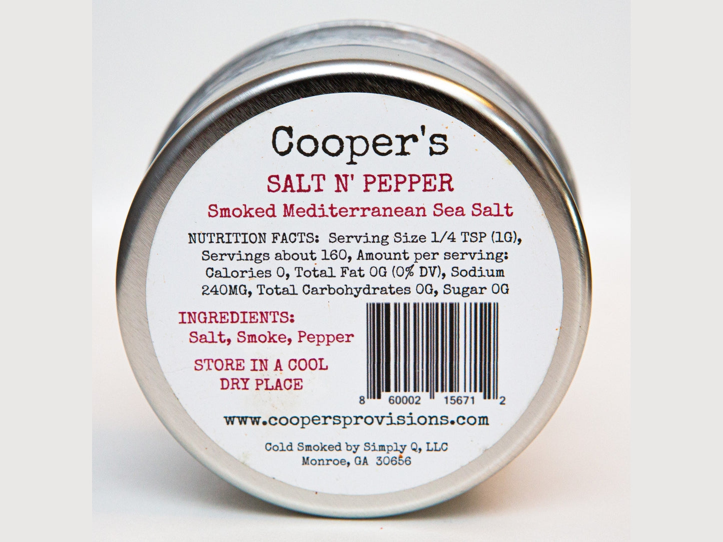 "Salt N' Pepper" Smoked Mediterranean Sea Salt