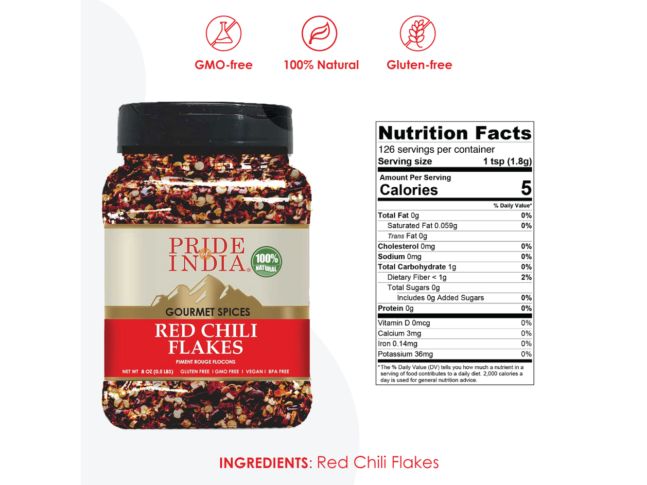Gourmet Red Chili Flakes Hot - 8 oz.