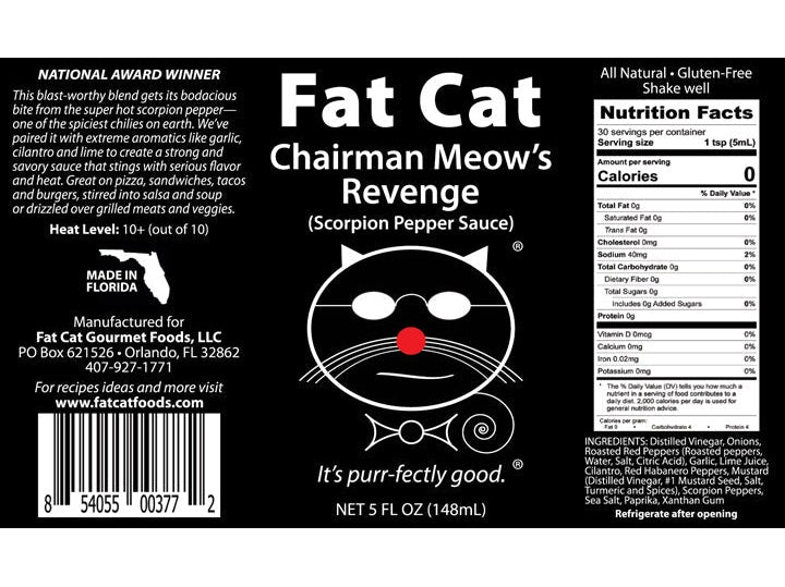 Fat Cat Chairman Meow's Revenge - Trinidad Scorpion Pepper Inferno 150g | Extreme Heat Challenge
