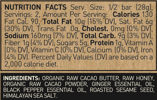 Ginger with Black Pepper Chocolate bar - Pack of 3.