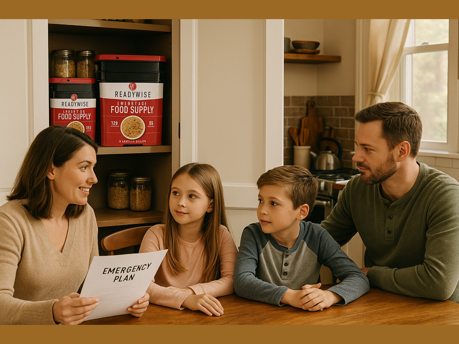 Family Kitchen Planning Scene
