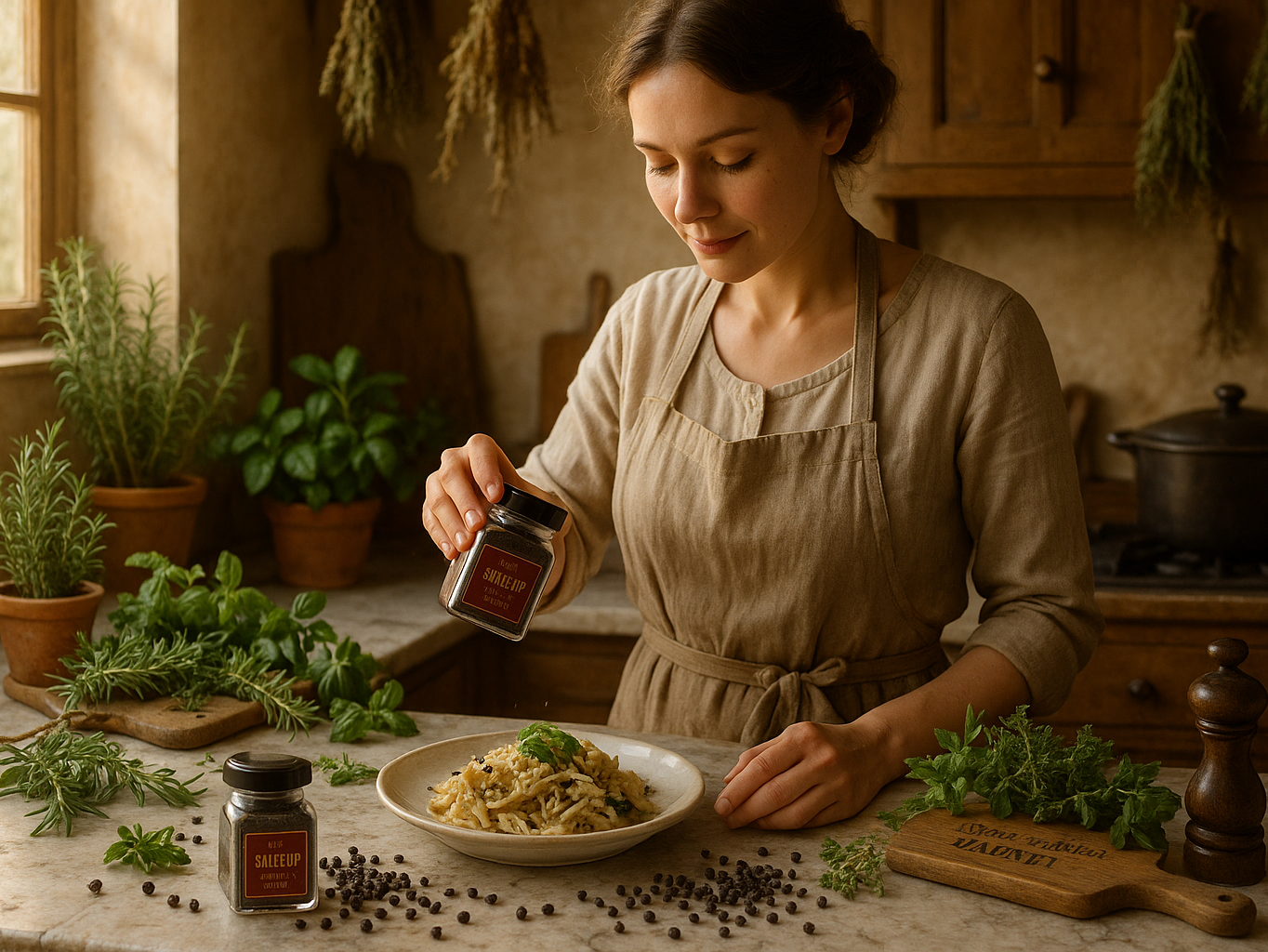 Female Chef Seasoning with Highland Pepper