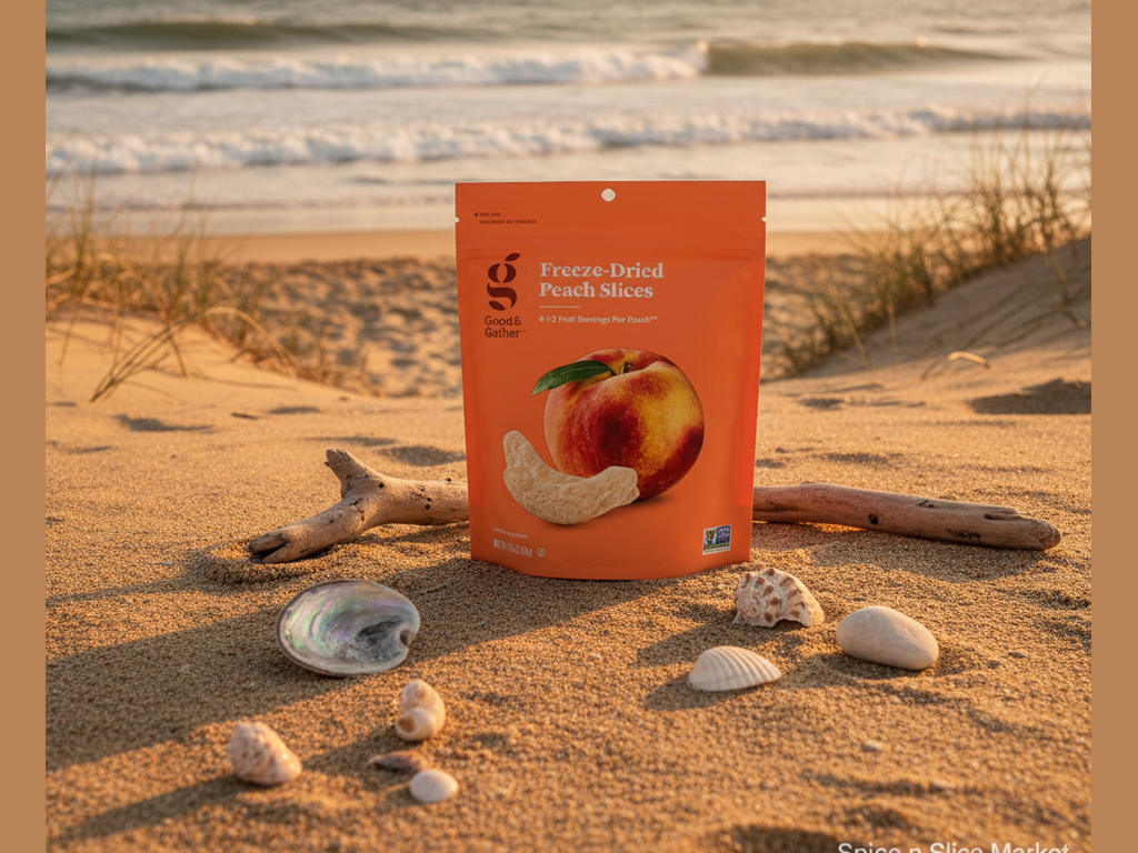 Freeze-Dried Peach Slices on Beach