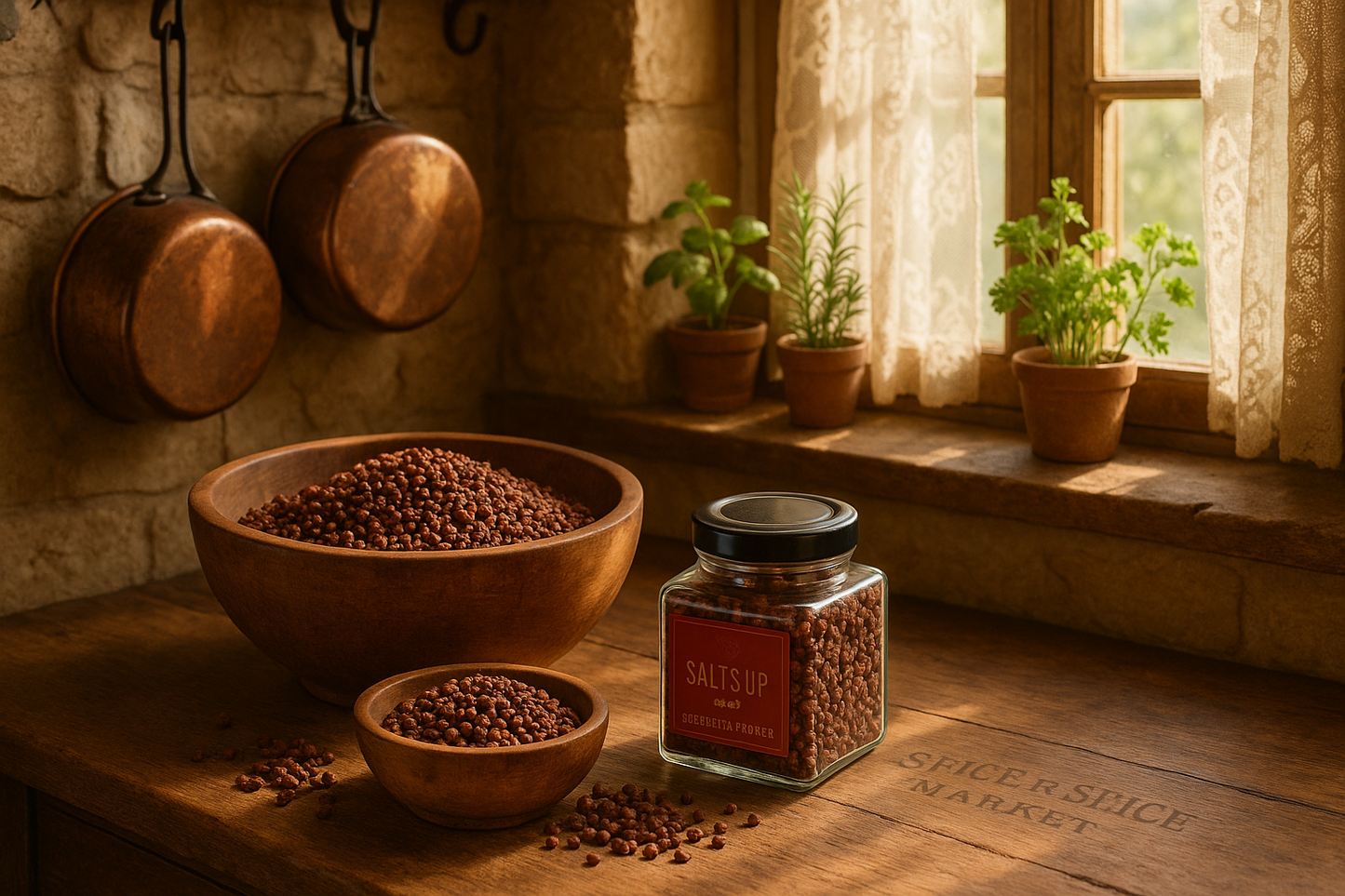 French farmhouse kitchen with melegueta pepper spice