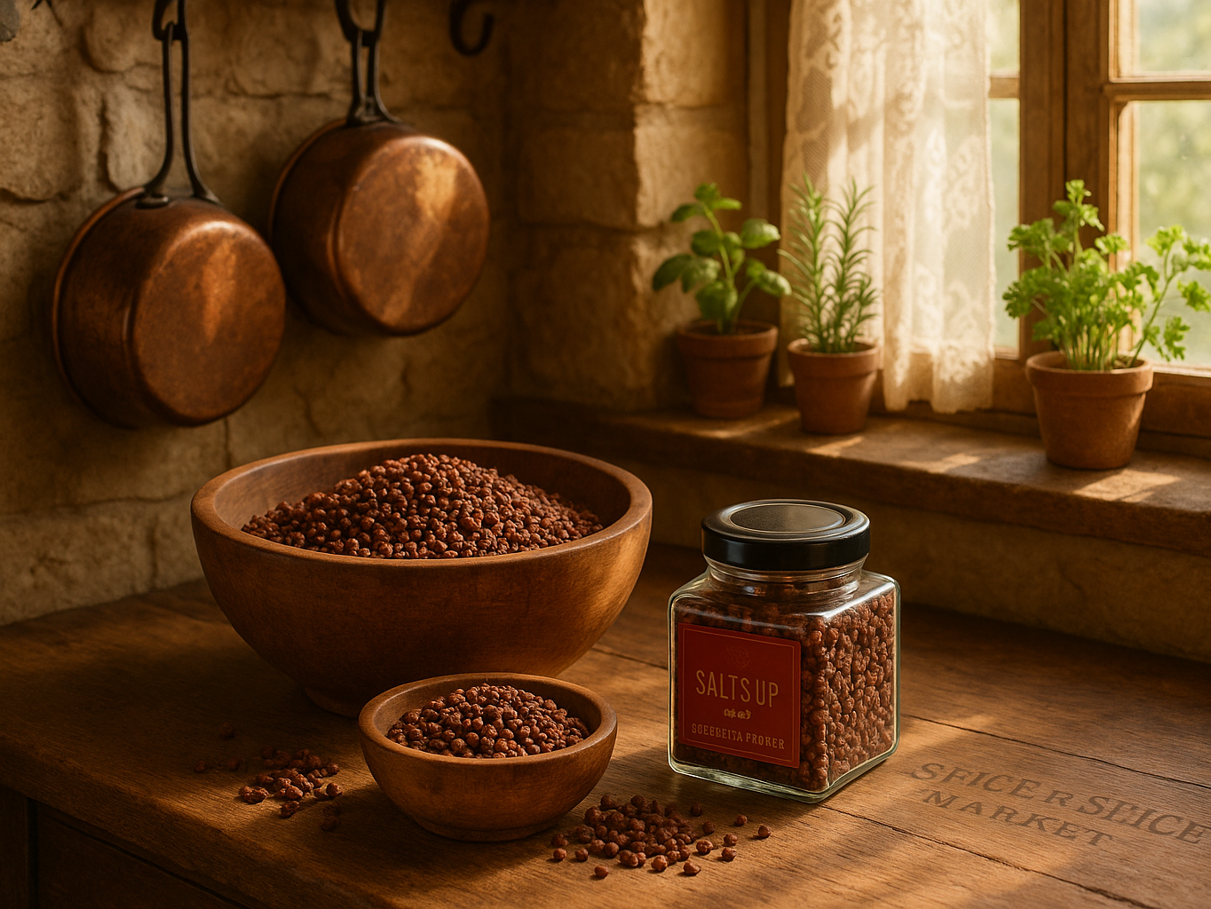 French farmhouse kitchen with melegueta pepper spice