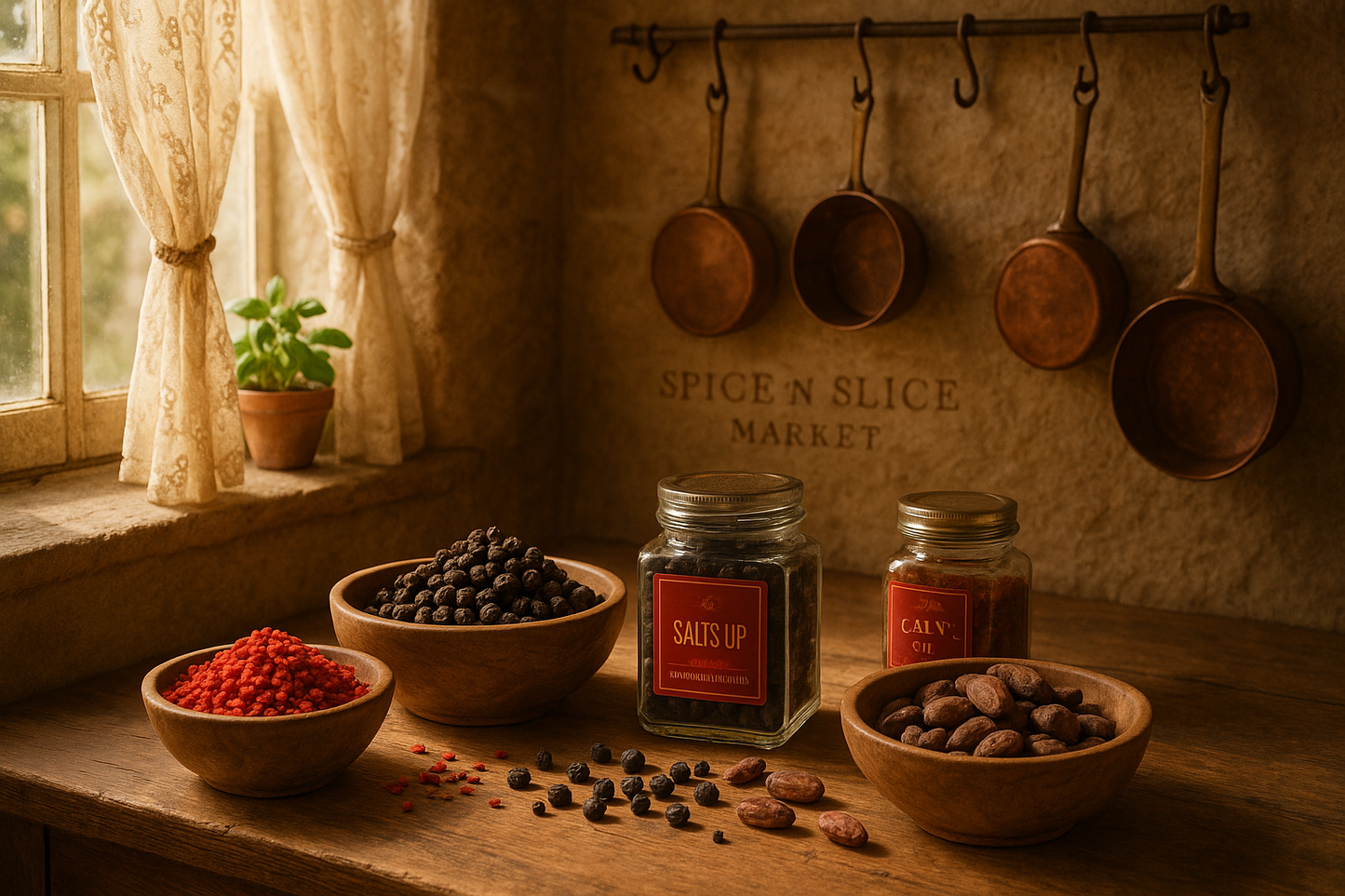 French farmhouse kitchen with premium spices