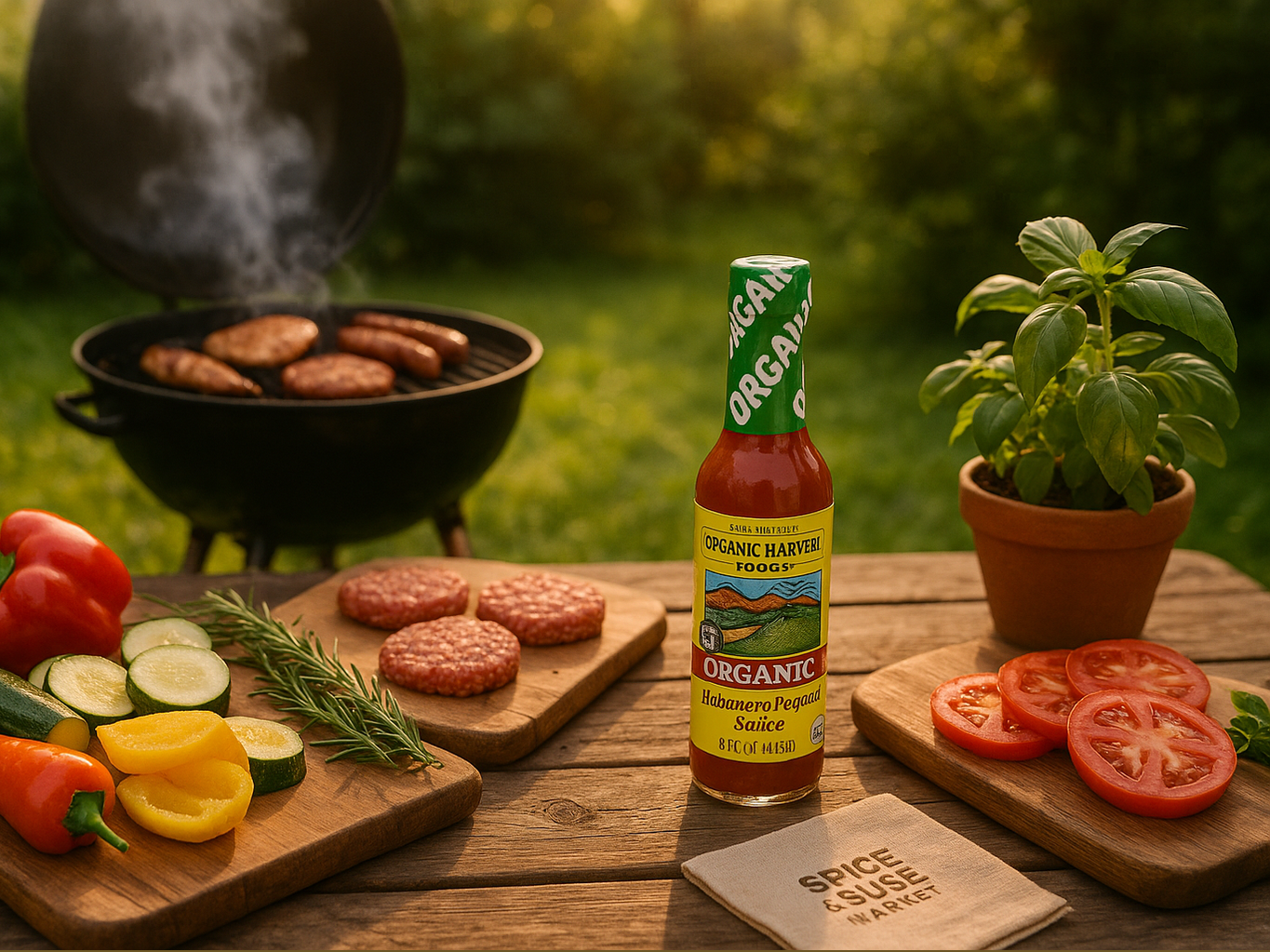 Garden backyard BBQ scene