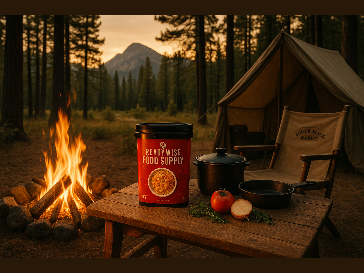 Golden Hour Campfire Scene