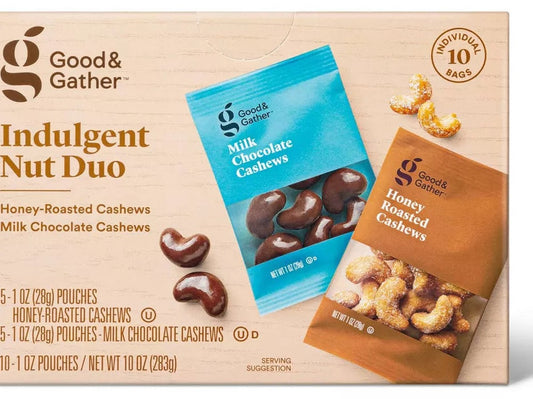Good & Gather Honey Roasted Cashews & Milk Chocolate Cashews, 10oz/10c