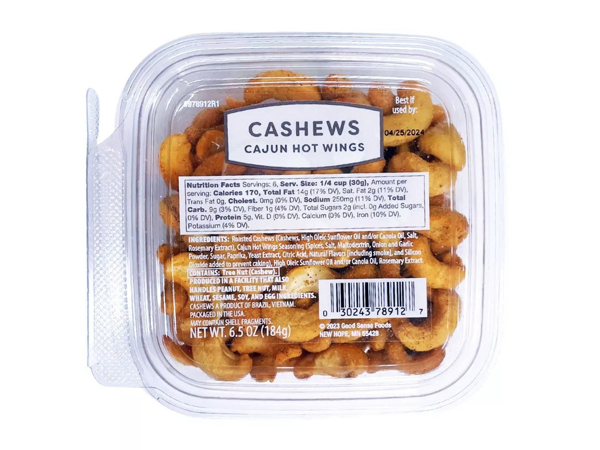 Good Sense Foods Cajun Hot Wings Seasoned Cashews, 6.5oz.