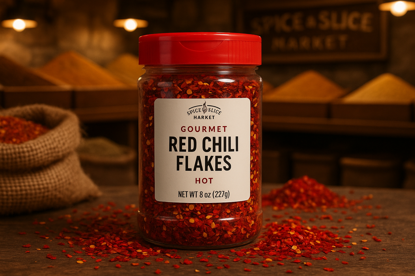 Gourmet Red Chili Flakes Hot - Natural Market Setting
