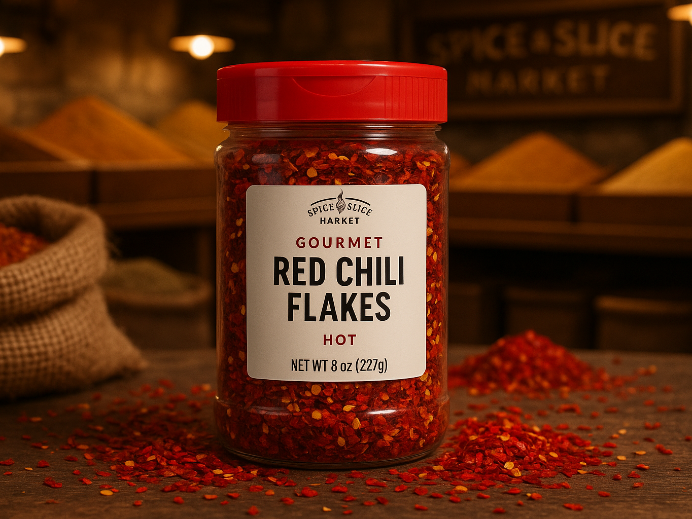 Gourmet Red Chili Flakes Hot - Natural Market Setting