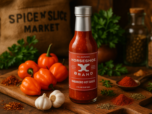 Habanero Hot Sauce in market setting