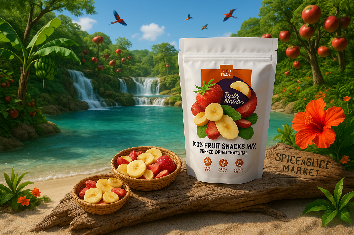 Stunning Tropical Fruit Paradise with Original Product and Extremely Subtle Branding