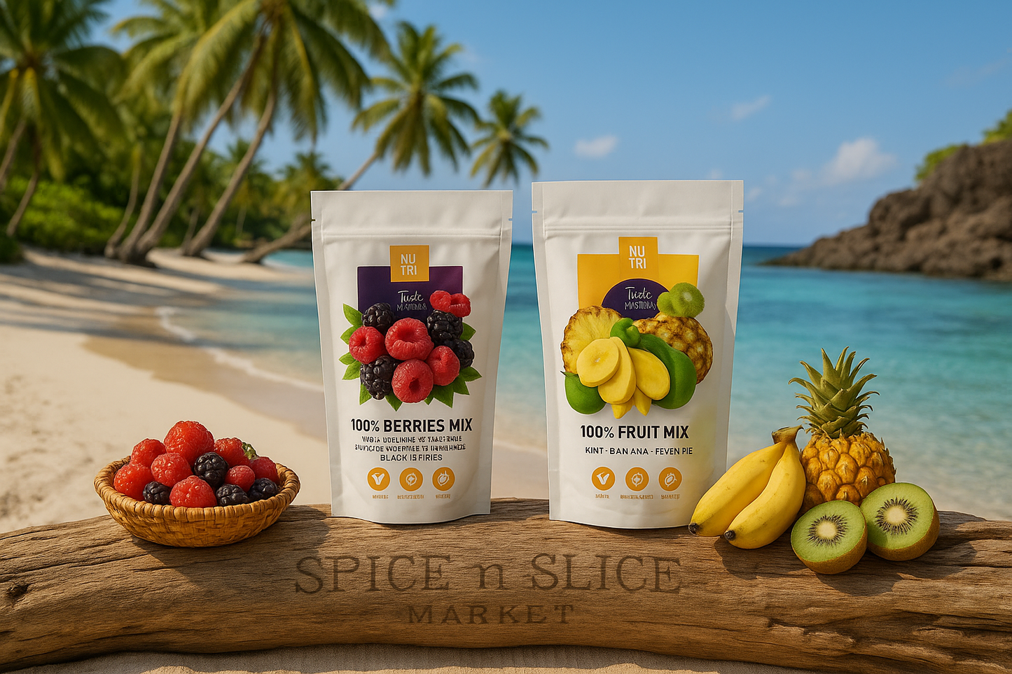 Beautiful Natural Tropical Beach Paradise with Original Product and Extremely Subtle Branding - No Wildlife