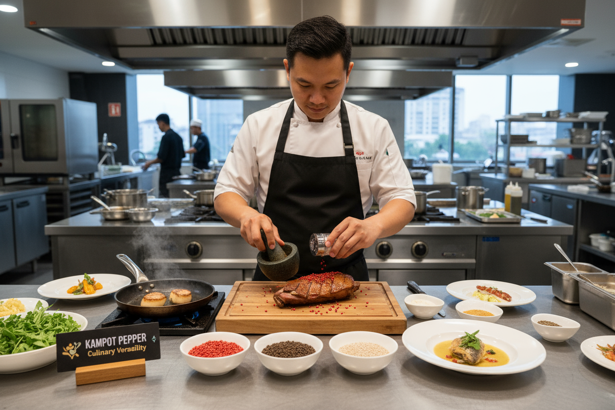 Premium Kampot Pepper Trio Wholesale — Complete 3kg Collection | PGI Black, Red & White