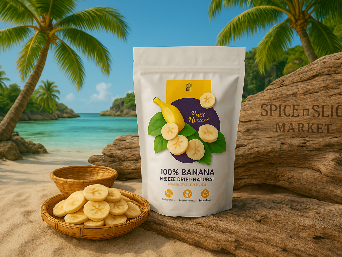 Beautiful Natural Tropical Beach Paradise with Original Product and Extremely Subtle Branding - No Wildlife