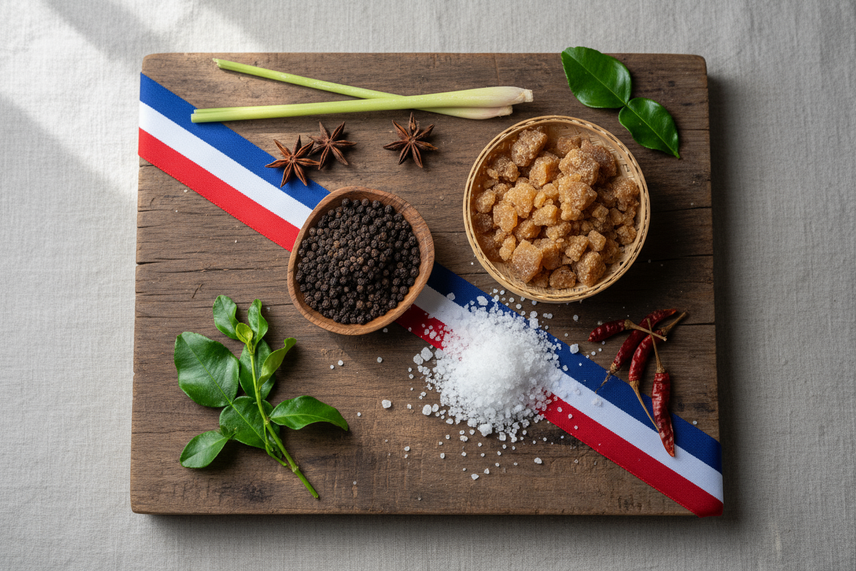 Cambodian Essentials Wholesale — Gourmet Starter Collection | Kampot Pepper, Palm Sugar & Sea Salt