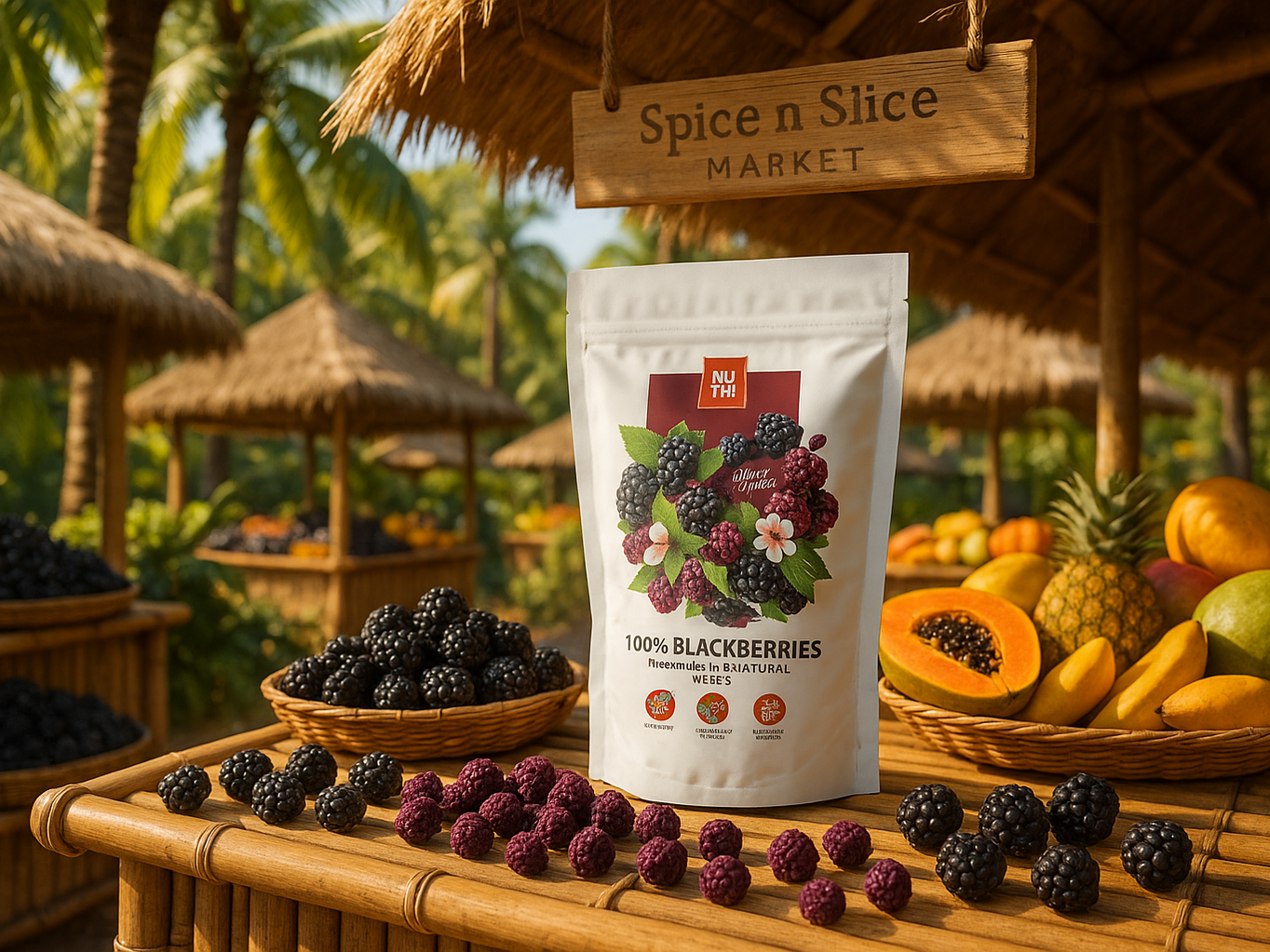 Tropical Market BIO Blackberries Display