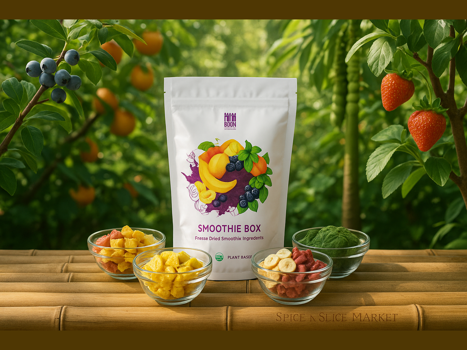 Beautiful Natural Tropical Smoothie Garden with Original Product