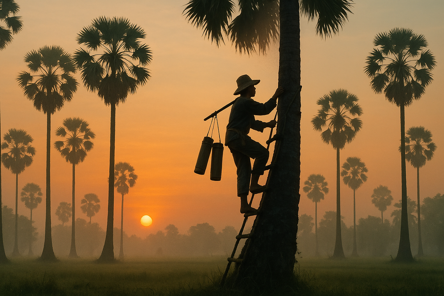 Traditional Palm Tree Tapping in Cambodia