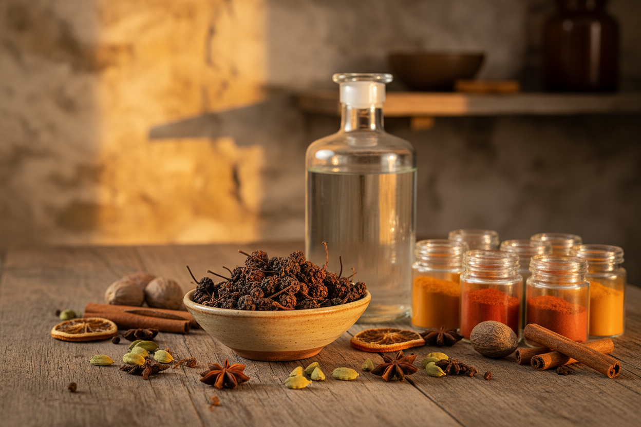 Cubeb pepper with gin and botanicals