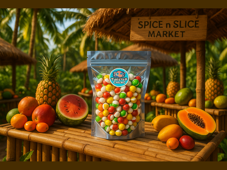 "Freeze Dried Fruity Poppers colorful fruit snack package"