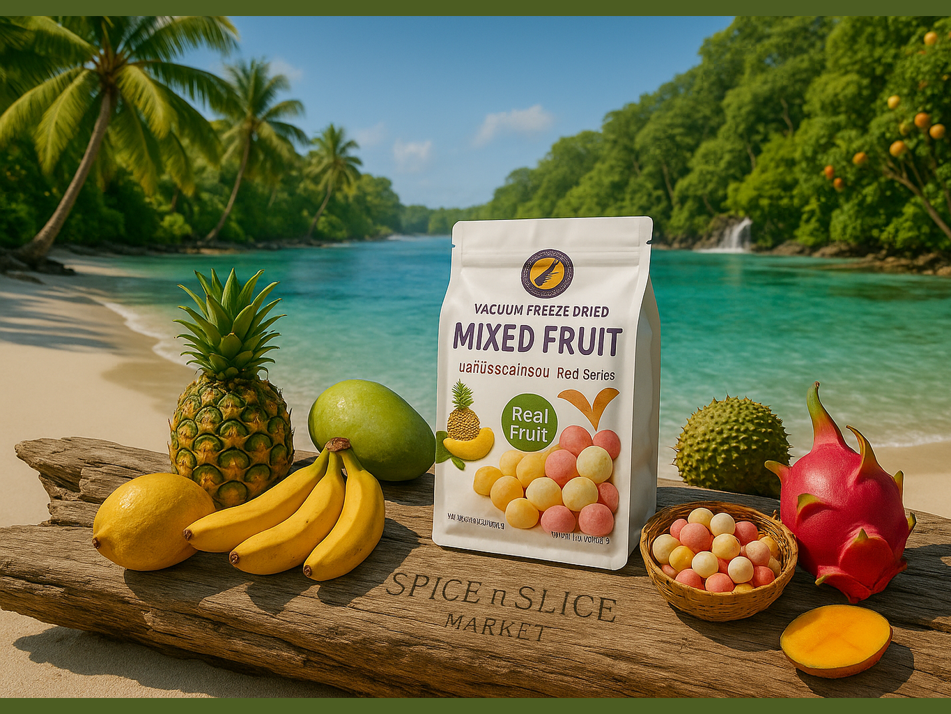 Beautiful Natural Tropical Beach Paradise with Original Product and Extremely Subtle Branding - No Wildlife