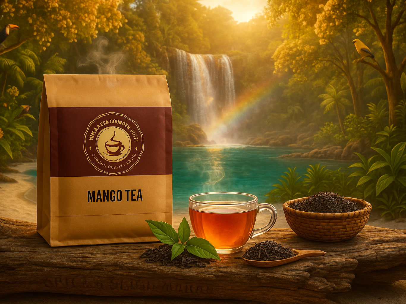 Breathtaking Tropical Tea Paradise with Original Product and Extremely Subtle Branding