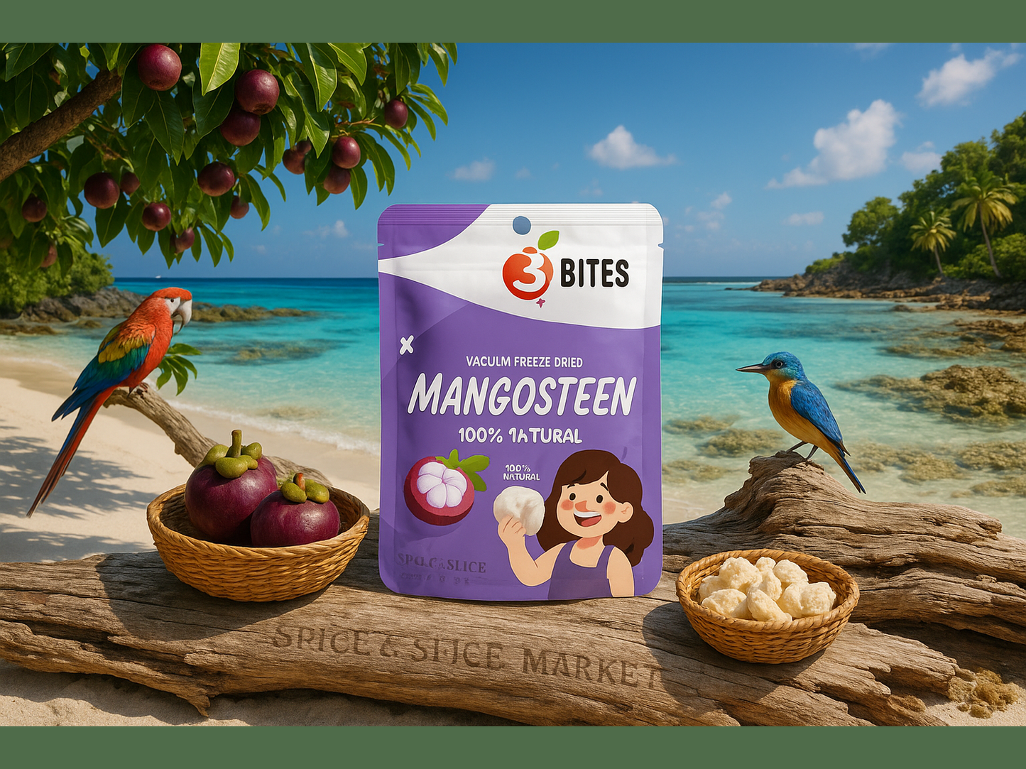 Beautiful Natural Tropical Beach Paradise with Original Product and Extremely Subtle Branding