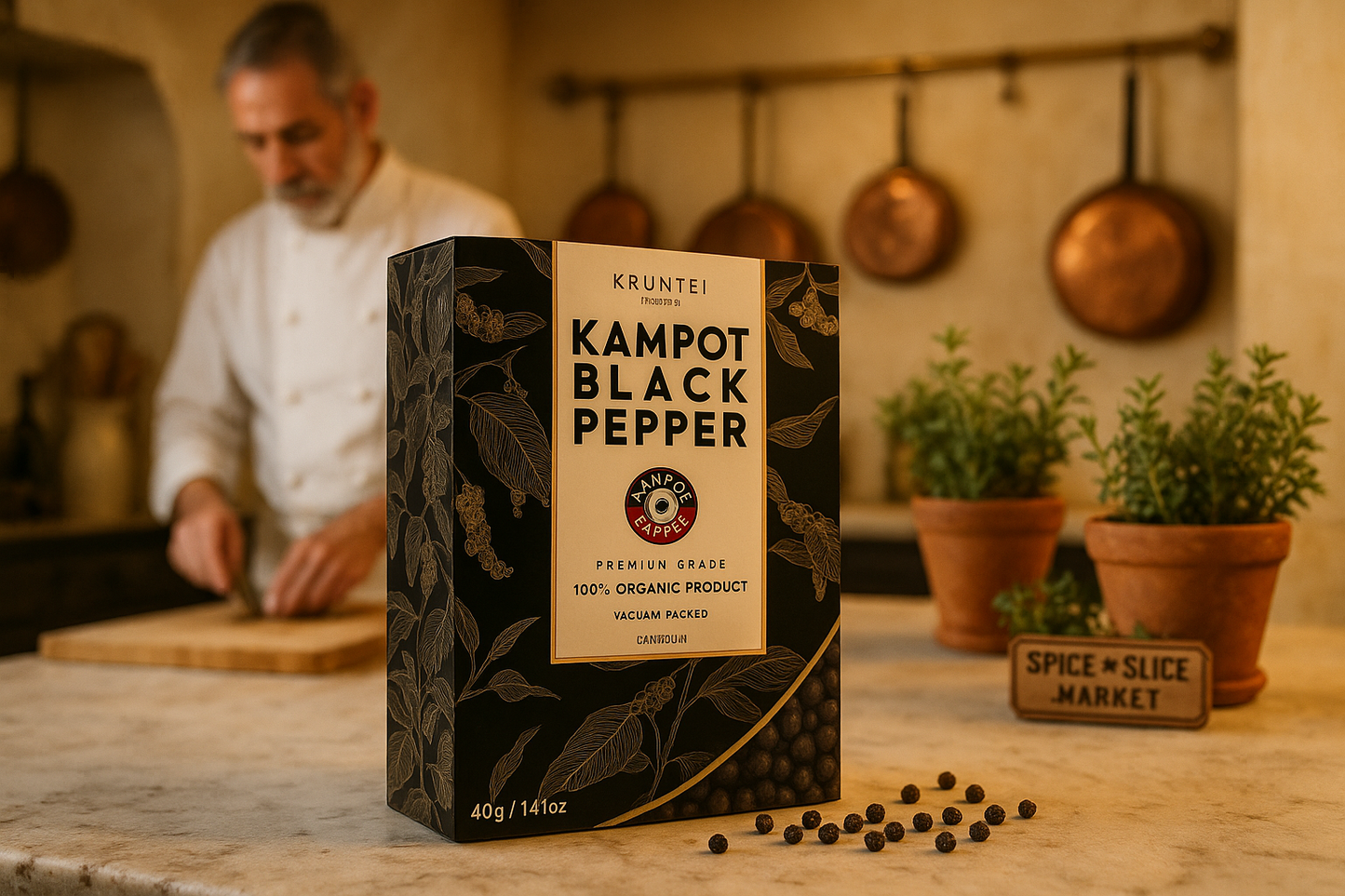 Kampot Black Pepper with Chef in French Kitchen