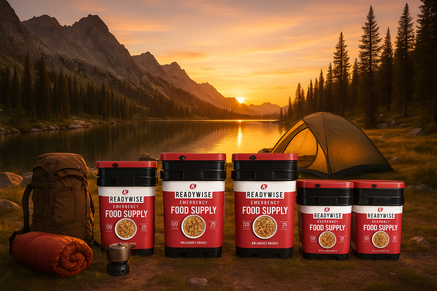 Mountain camping scene