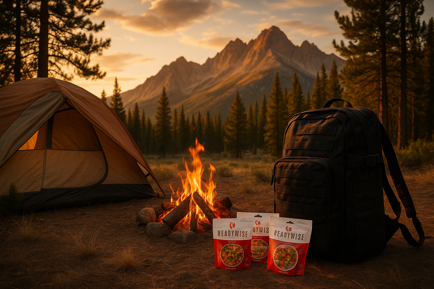 Mountain camping scene