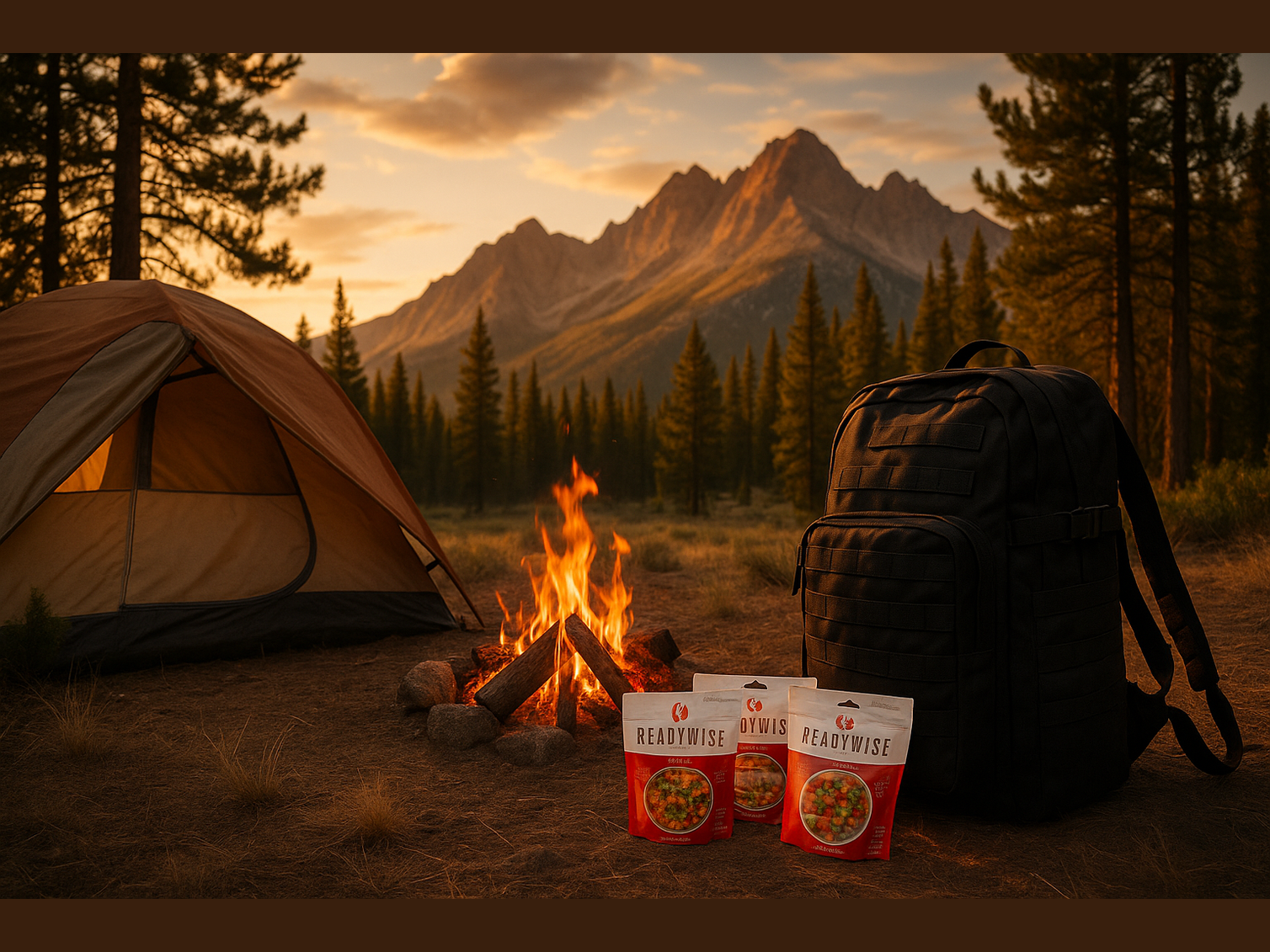 Mountain camping scene