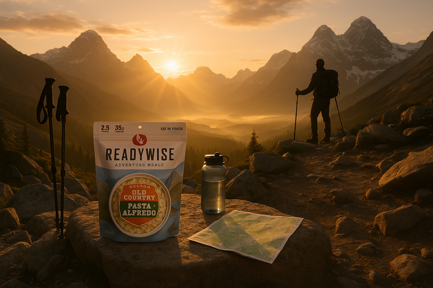 Mountain Hiking Sunrise Scene