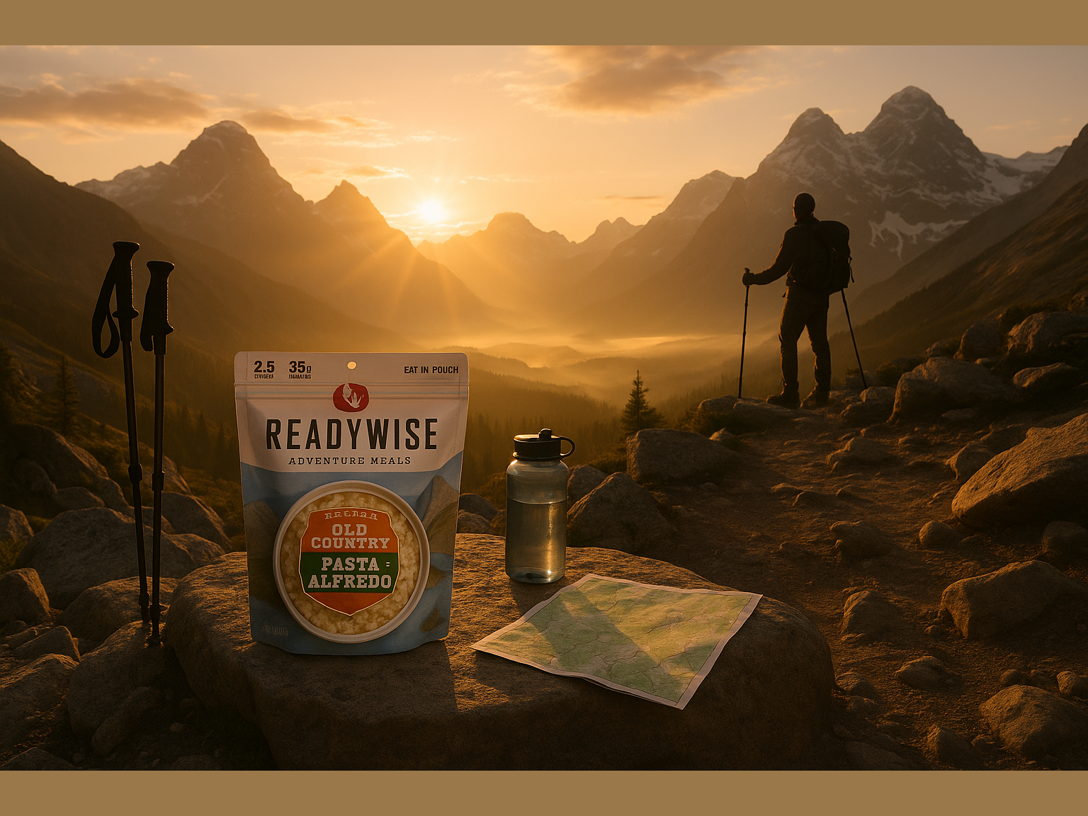 Mountain Hiking Sunrise Scene