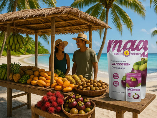 Paradise beach market with pristine waters