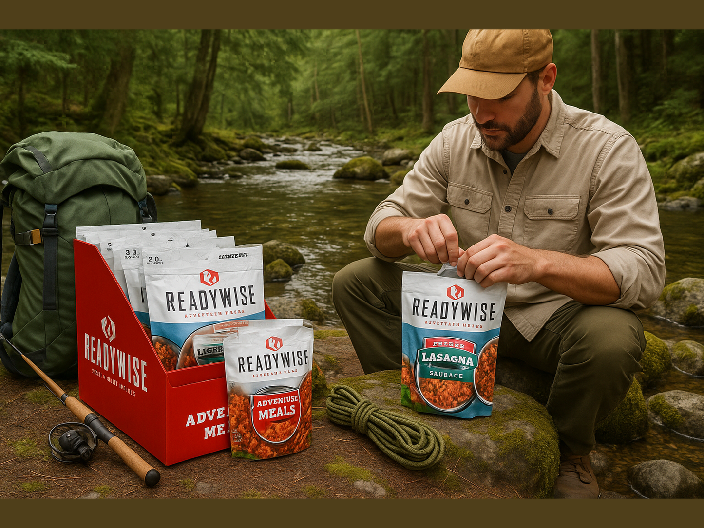 ReadyWise Adventure Meals as convenient trail food for wilderness camping and fishing