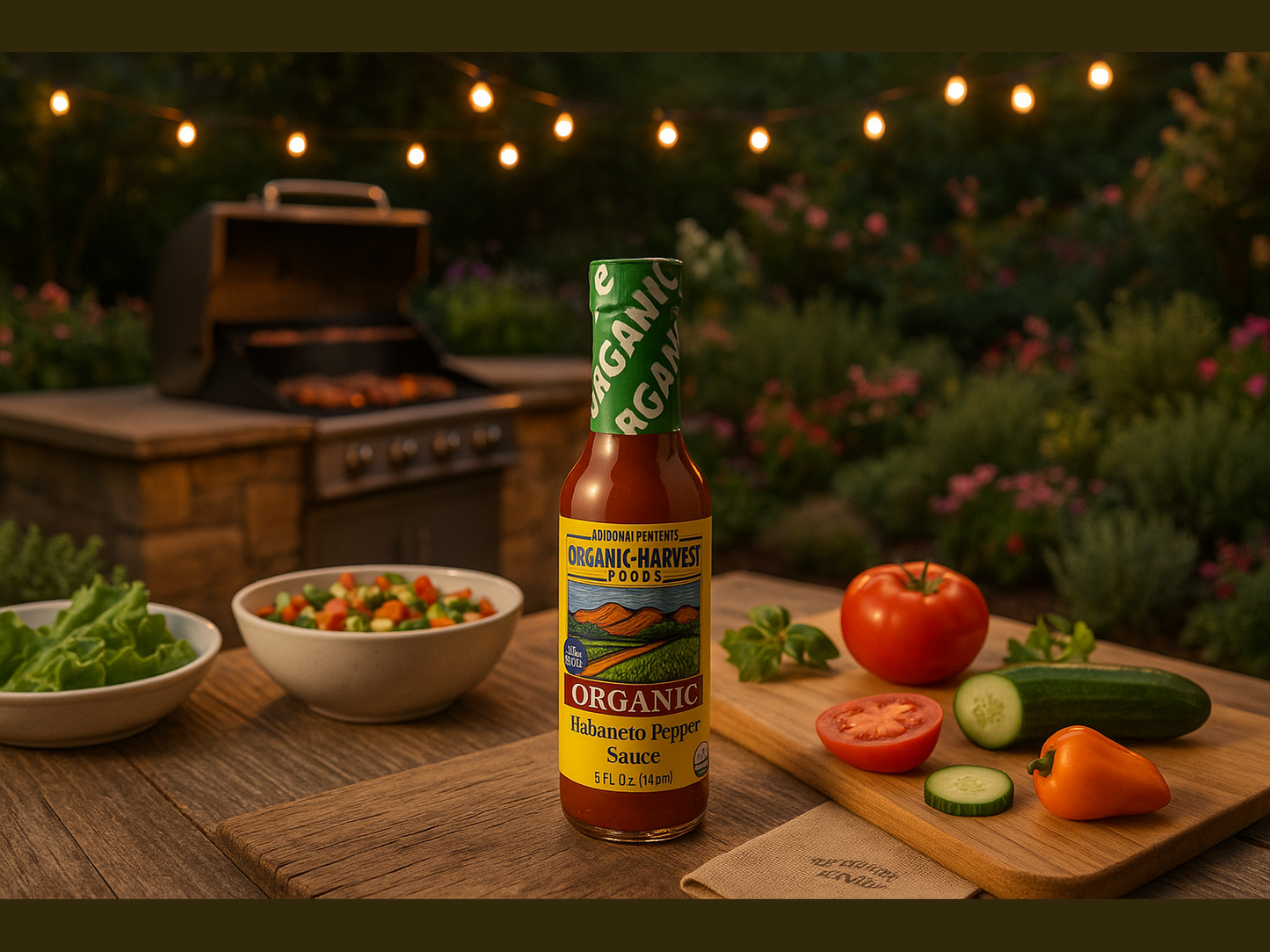 Upscale patio BBQ scene