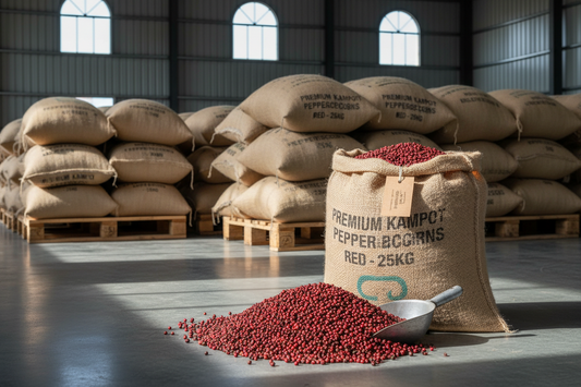 Wholesale Kampot Red Pepper 25kg — Premium Bulk Rare PGI | France Dispatch 🇫🇷