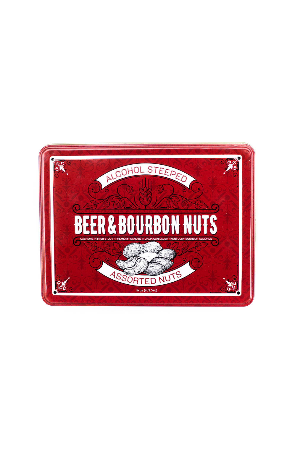 Beer & Bourbon Liquor Nuts Gift Tin – 3 Spirit-Inspired Nut Flavors