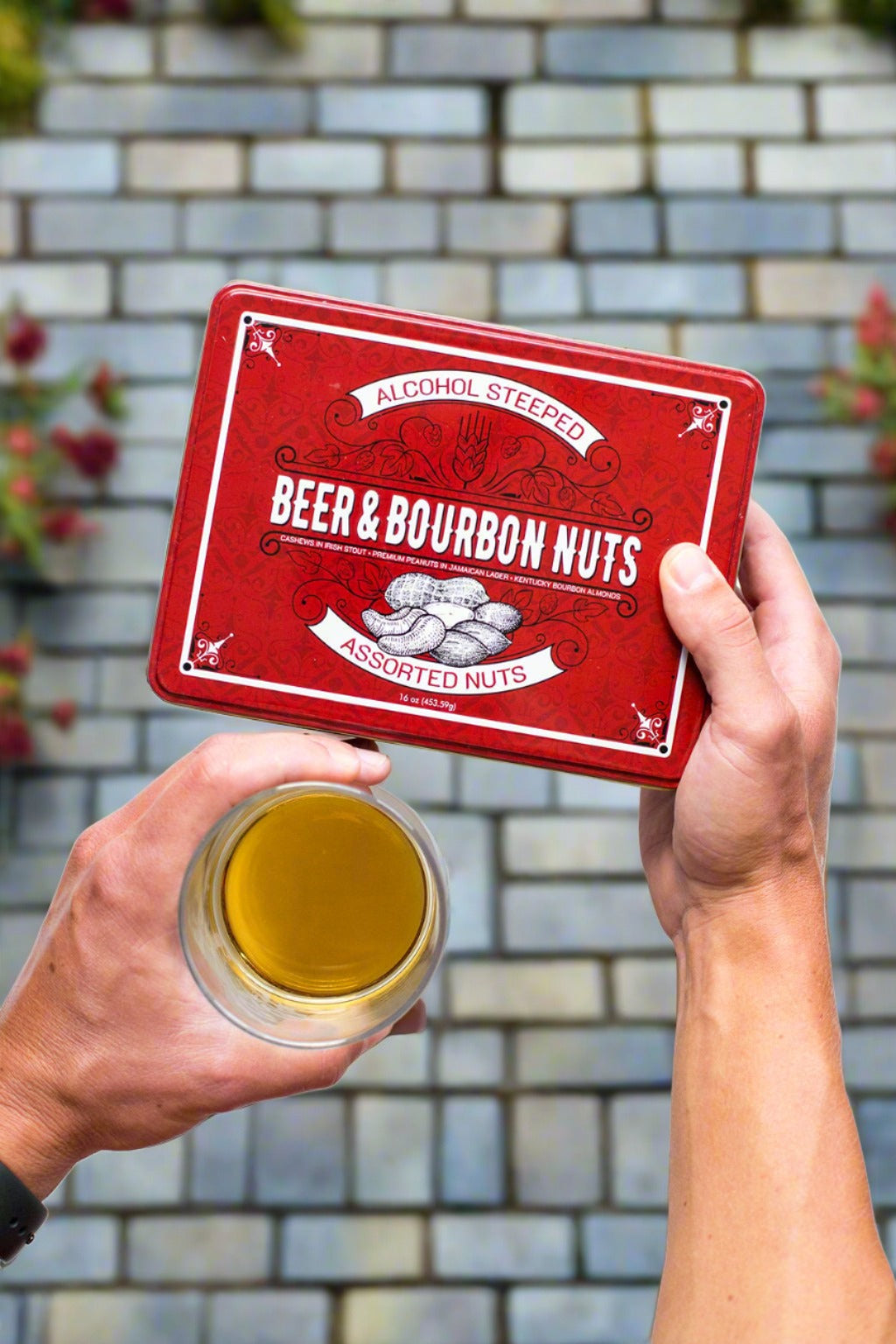 Beer & Bourbon Liquor Nuts Gift Tin – 3 Spirit-Inspired Nut Flavors