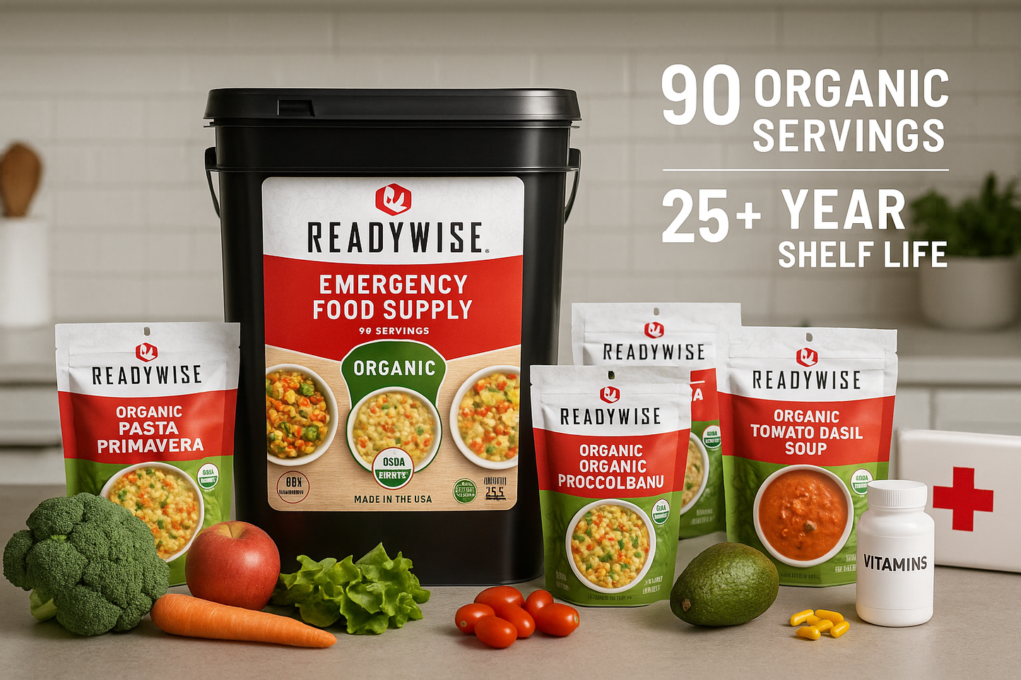 90 Serving Organic Bucket Emergency Setup